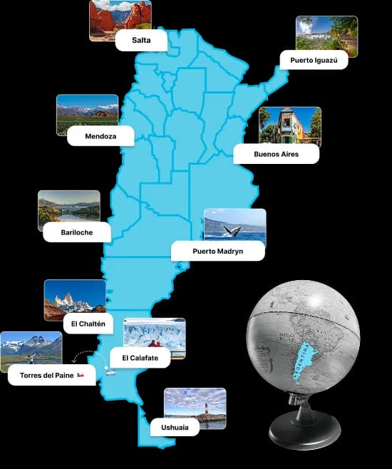 Mapa con destinos